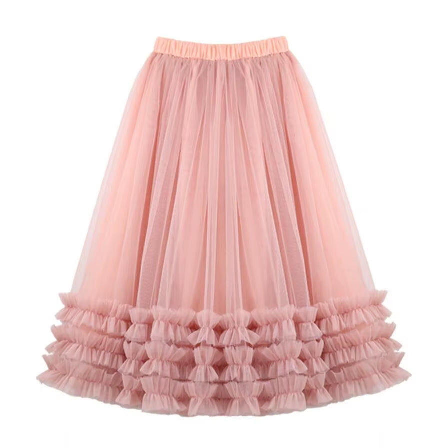 Autumn Summer Baby Toddler Teenager Clothes Children Girls Fluffy Tulle Tutu Skirts Mesh Ball Gown Kids Party Dance Long Skirt