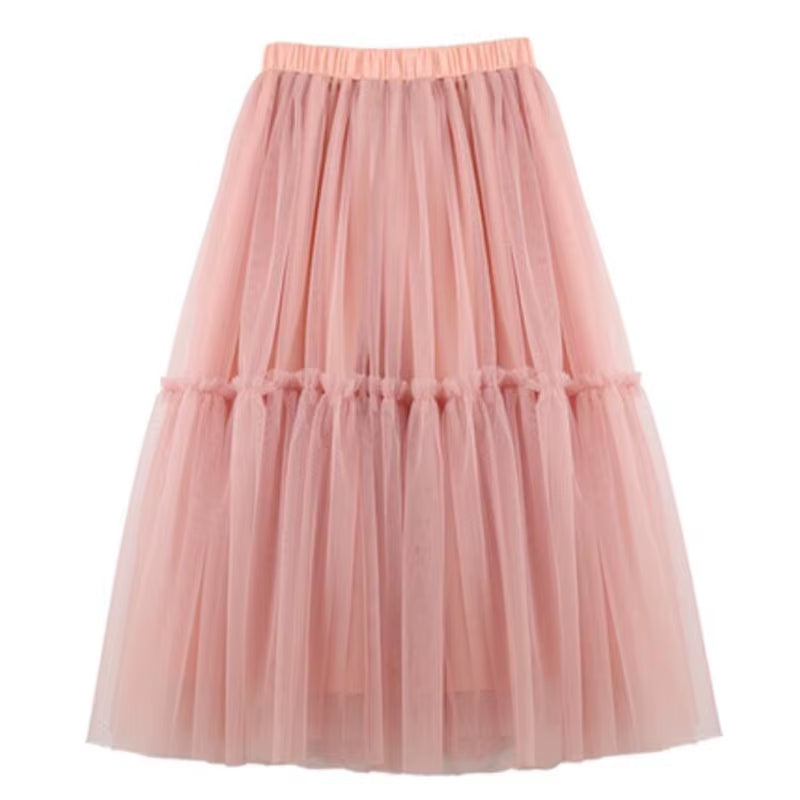 Autumn Summer Baby Toddler Teenager Clothes Children Girls Fluffy Tulle Tutu Skirts Mesh Ball Gown Kids Party Dance Long Skirt
