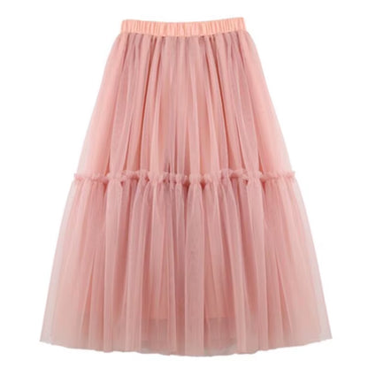 Autumn Summer Baby Toddler Teenager Clothes Children Girls Fluffy Tulle Tutu Skirts Mesh Ball Gown Kids Party Dance Long Skirt
