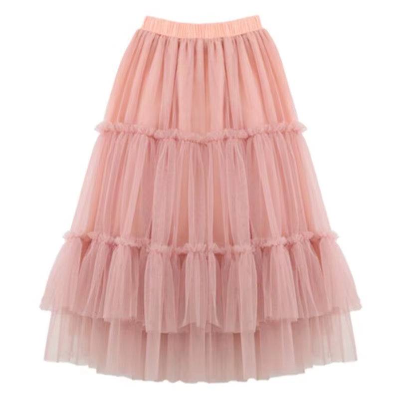 Autumn Summer Baby Toddler Teenager Clothes Children Girls Fluffy Tulle Tutu Skirts Mesh Ball Gown Kids Party Dance Long Skirt