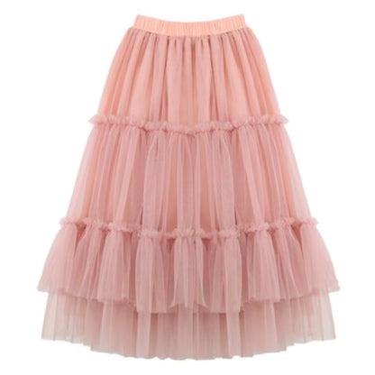 Autumn Summer Baby Toddler Teenager Clothes Children Girls Fluffy Tulle Tutu Skirts Mesh Ball Gown Kids Party Dance Long Skirt