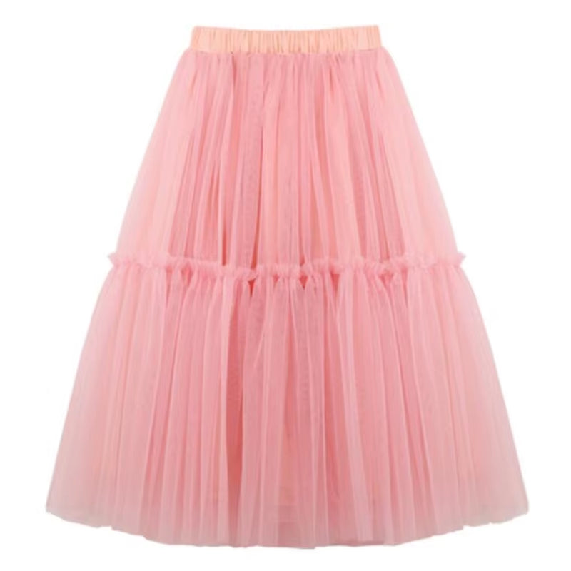 Autumn Summer Baby Toddler Teenager Clothes Children Girls Fluffy Tulle Tutu Skirts Mesh Ball Gown Kids Party Dance Long Skirt