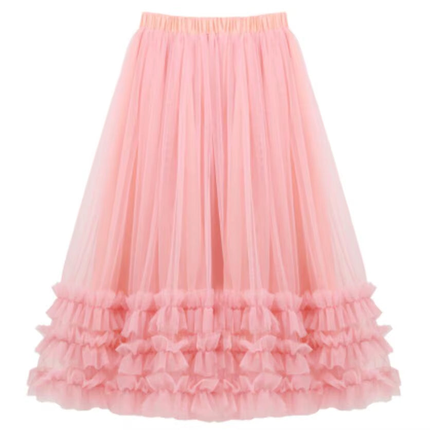 Autumn Summer Baby Toddler Teenager Clothes Children Girls Fluffy Tulle Tutu Skirts Mesh Ball Gown Kids Party Dance Long Skirt