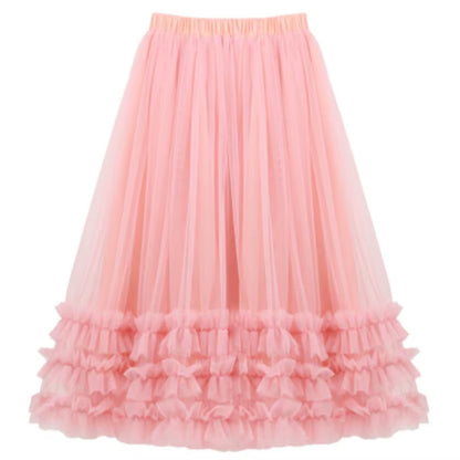 Autumn Summer Baby Toddler Teenager Clothes Children Girls Fluffy Tulle Tutu Skirts Mesh Ball Gown Kids Party Dance Long Skirt