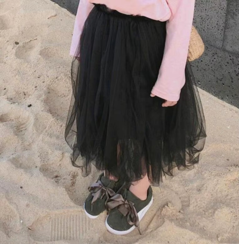 Autumn Summer Baby Toddler Teenager Clothes Children Girls Fluffy Tulle Tutu Skirts Mesh Ball Gown Kids Party Dance Long Skirt