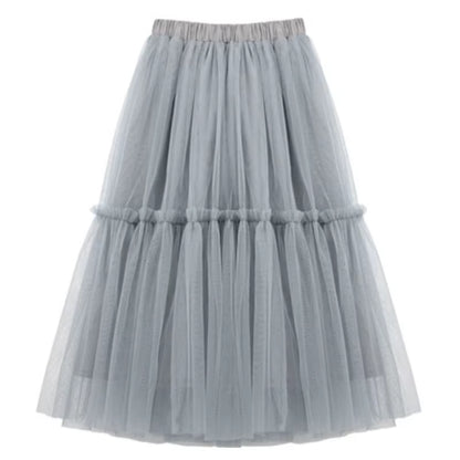 Autumn Summer Baby Toddler Teenager Clothes Children Girls Fluffy Tulle Tutu Skirts Mesh Ball Gown Kids Party Dance Long Skirt