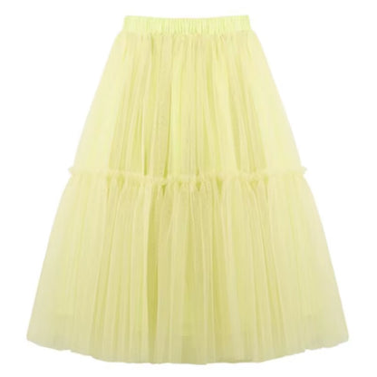 Autumn Summer Baby Toddler Teenager Clothes Children Girls Fluffy Tulle Tutu Skirts Mesh Ball Gown Kids Party Dance Long Skirt