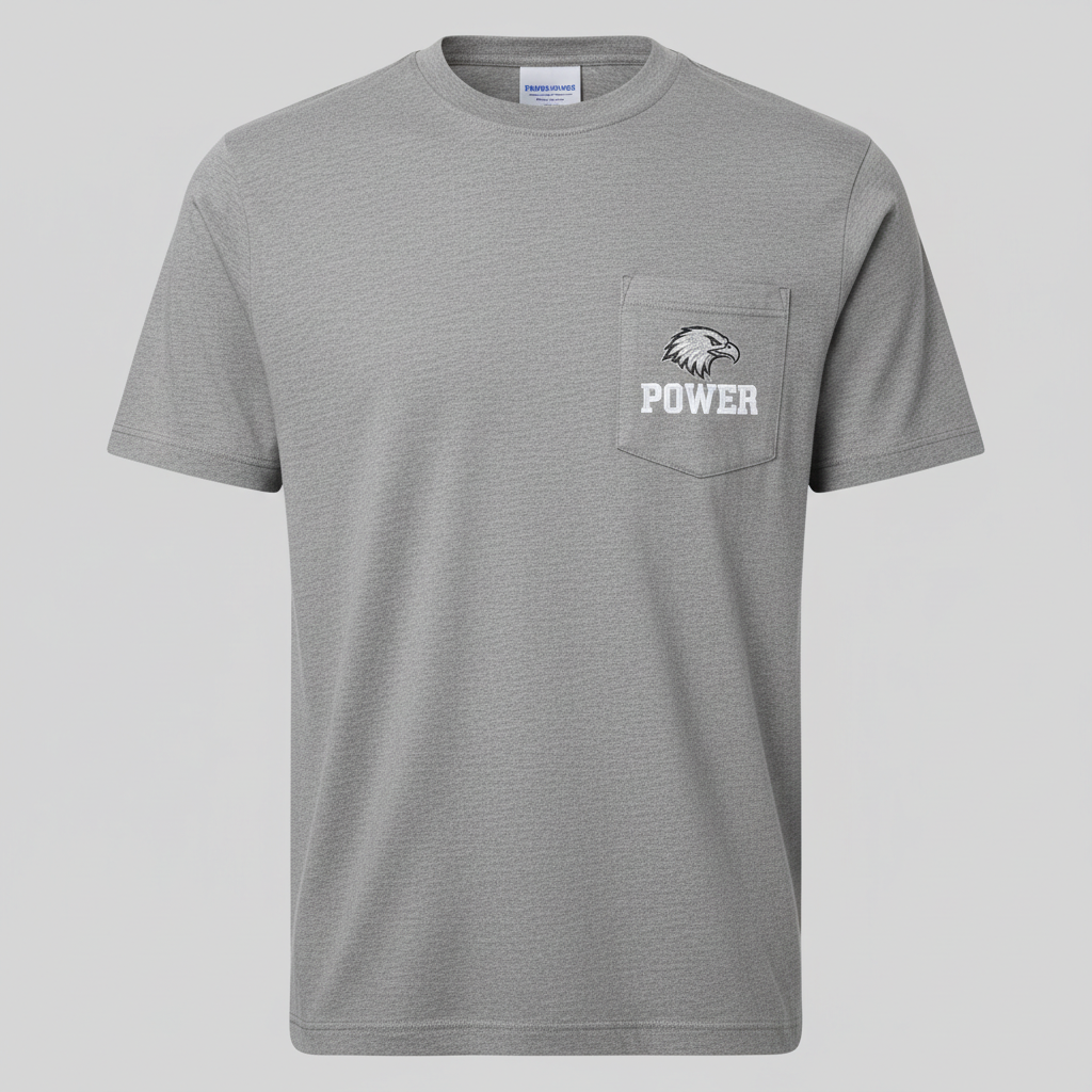 T-shirt vue de face avec poche et tête d'aigle