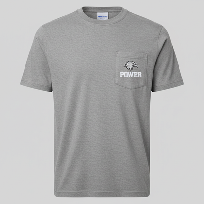 T-shirt vue de face avec poche et tête d'aigle