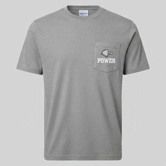 T-shirt vue de face avec poche et tête d'aigle